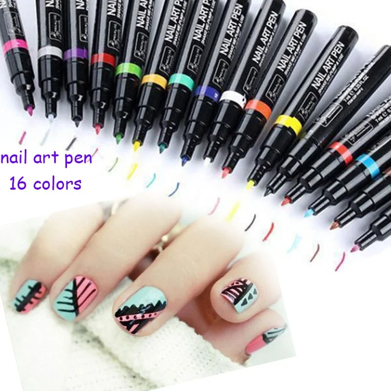 

16 Colors Professional Nail Art Pen For 3D Nail DIY Decoration Nail Polish Pen UV Gel Art Design Drawing Manicure Tool Set Beaty