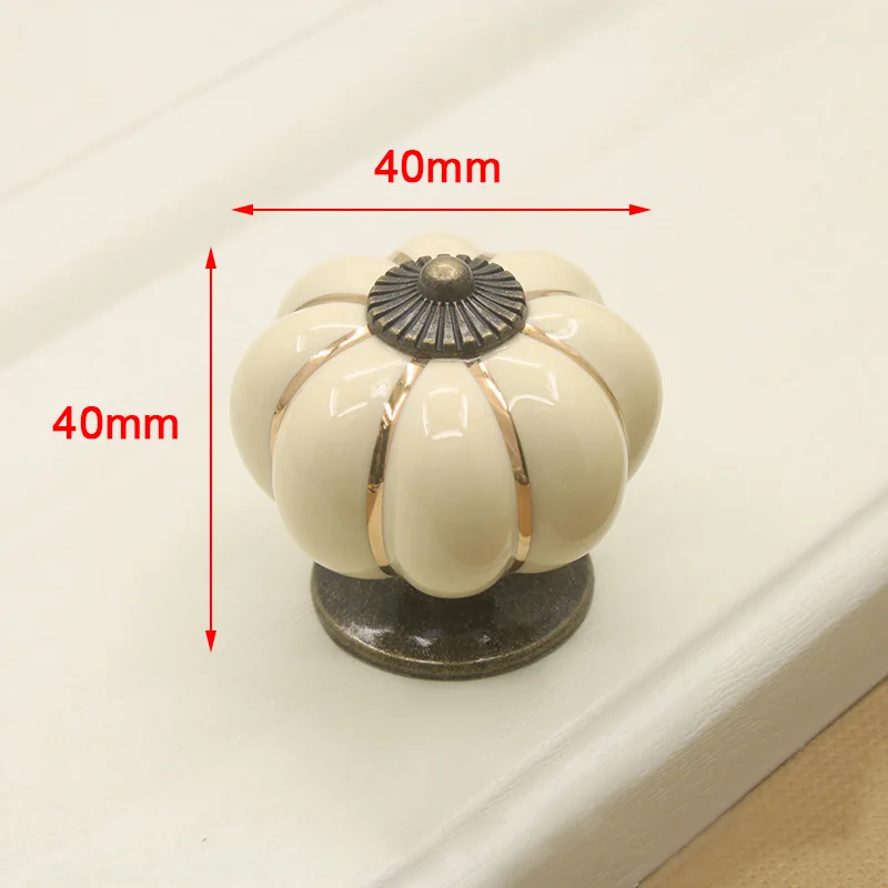 KAK Ceramic Drawer Knobs 40mm Cabinet Pulls Kitchen Handles Cartoon Pumpkin Furniture Handle for Kids Room Furniture Hardware - Цвет: Белый