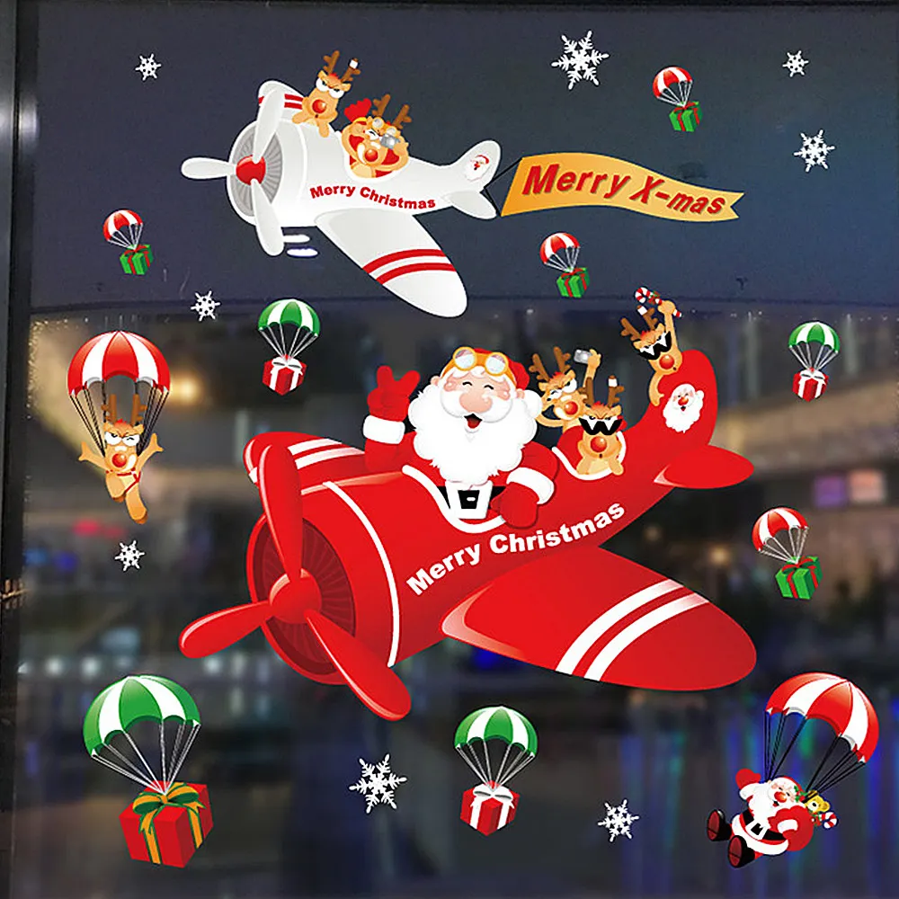 

Christmas Window Glass PVC Electrostatic Sticker New Year DIY Snow Town Wall Stickers Film Home Decal Festival Decor Supplies