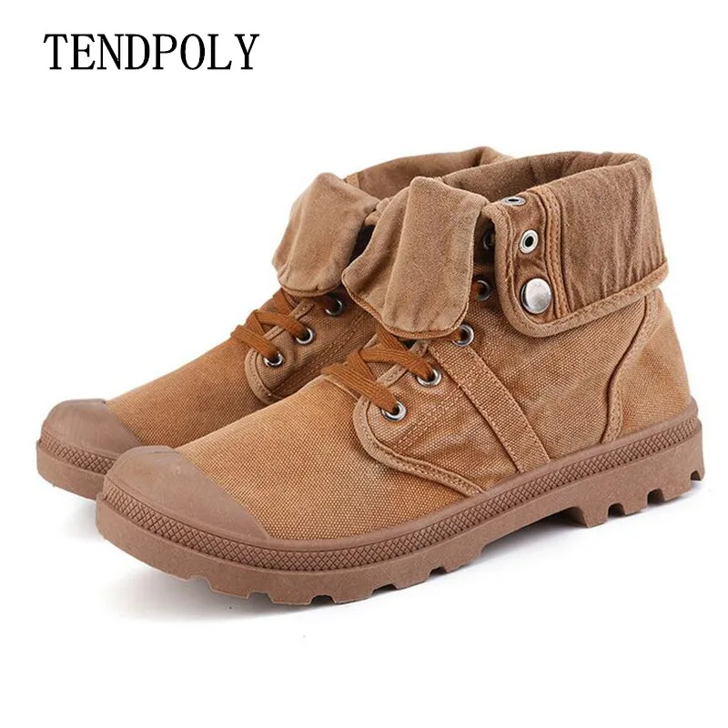 

2018 new trend retro cuffed men's canvas boots spring autumn thick bottom high to help Martin boots wear casual men's shoes