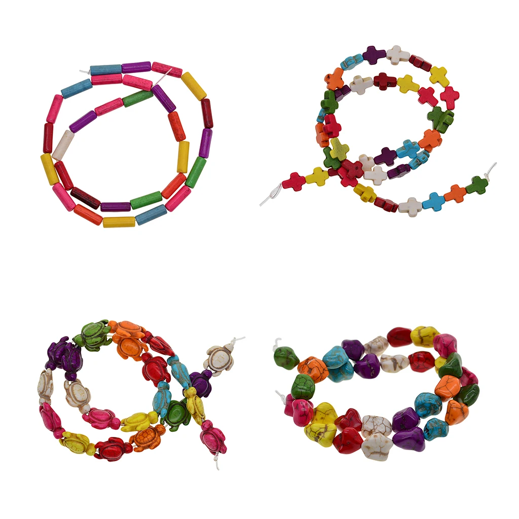 Colorful Tube / Nuggets / Turtle / Cross Natural Stone Beads Charm For Jewelry Making Loose Spacer Beads DIY Necklaces Bracelets