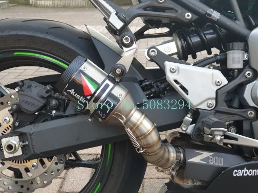 Остин гоночный мотоцикл Выхлопная система со звеньями трубы для Z900 PHULEOVEO углеродного волокна модифицированный глушитель мотоцикл