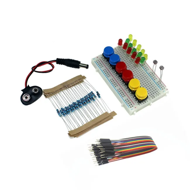 

For arduino Starter Kit Resistor/LED/Capacitor/Jumper Wires/Breadboard Kit diy electronic UNO R3 Mini Breadboard LED Jumper Wire