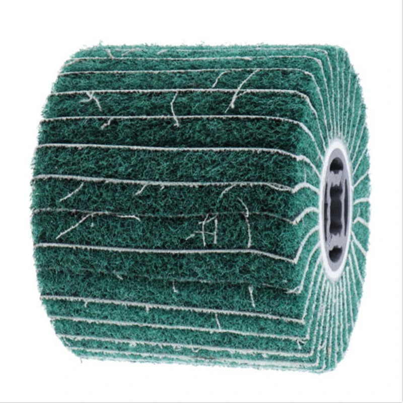 60/80/120/180/240/320  Grit Abrasive Polishing Wheel Non-woven Nylon Flap Wheel Brush Wire Drawing Polishing Burnishing Wheel