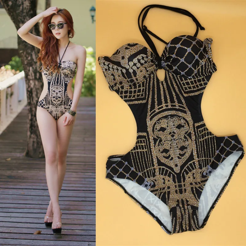 

Bathing Suit Women Swimwear One Piece Swim Wear For Swimsuit Robe Womens Woman Beach 2018 Retro Design Sexy Back Neck Underwire