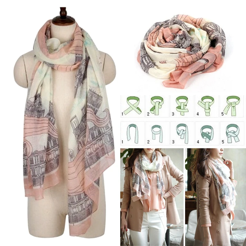 

Autumn/winter fashion women silk scarf chiffon shawls geometric print thin long polyester scarves foulard women