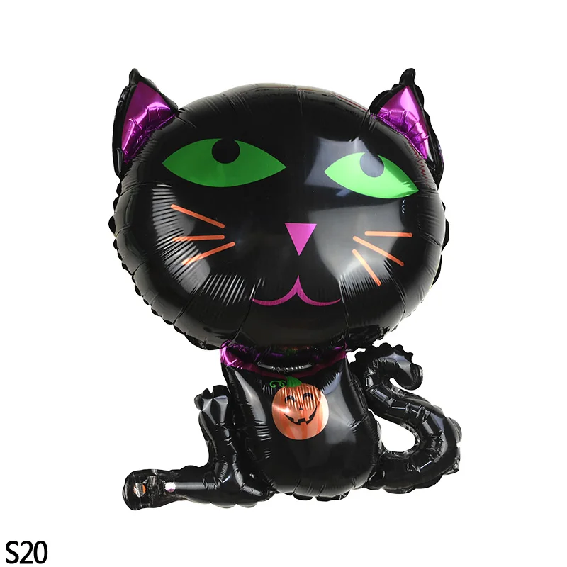 Воздушный шар на Хэллоуин призрак тыква украшения паук летучая мышь ведьма Череп Черный Фольга Воздушный шар Globos для Хэллоуина вечерние украшения - Цвет: S20 cat