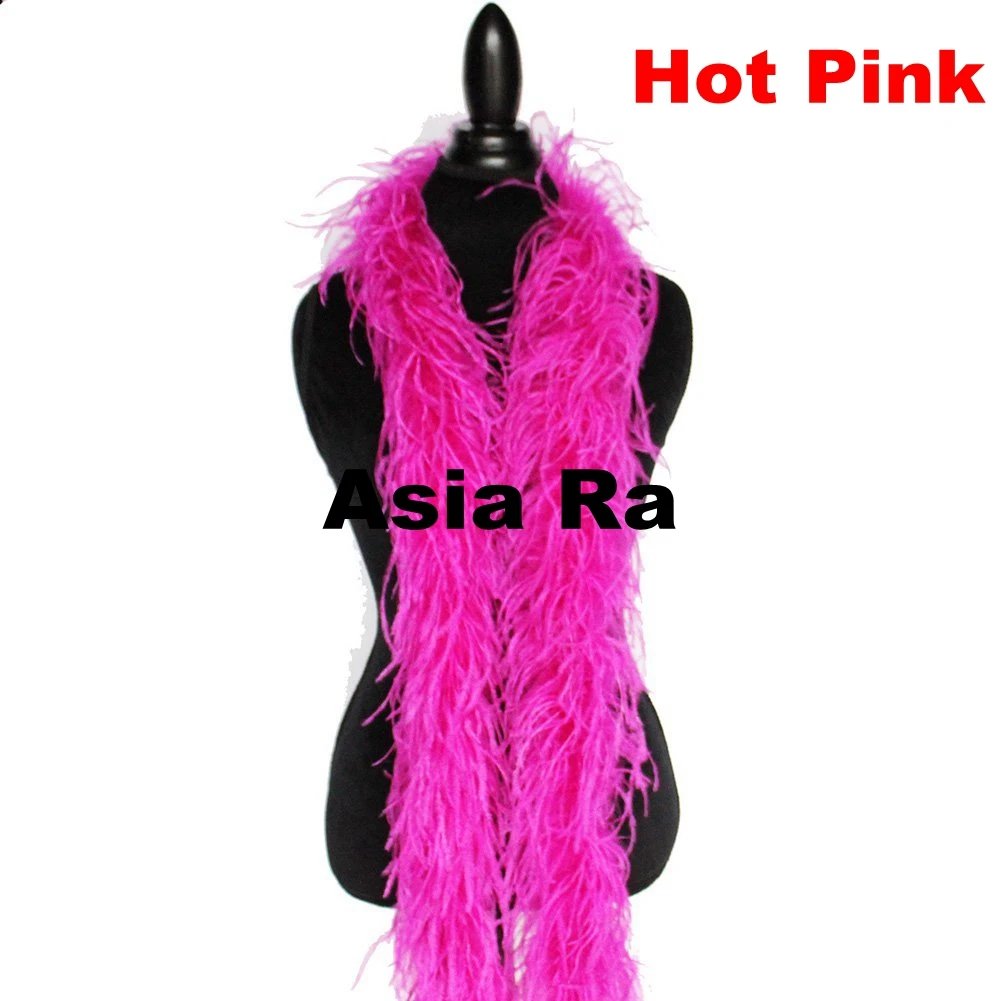 10 meter/lot hot pink fluffy ostrich feather boas 2 meter long per pc