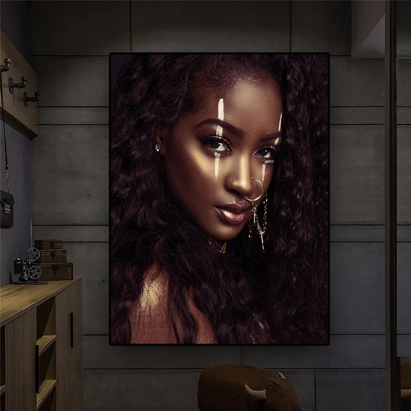 

Black and White African Art Nude Woman Canvas Painting Nordic Posters and Print Scandinavian Wall Art Picture for Living Room