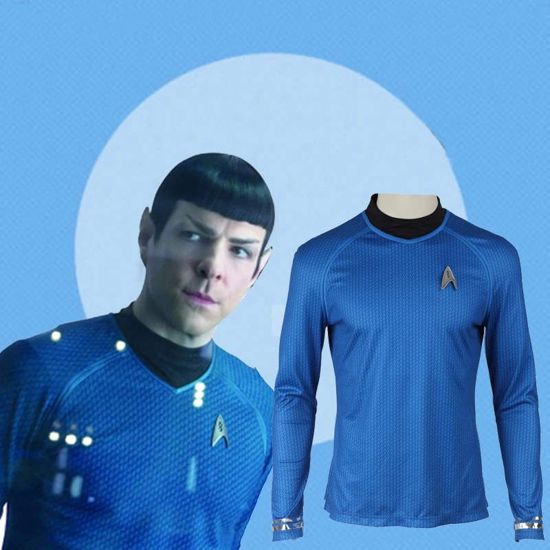 Star trek into darkness Spock science officer Leonard McCoy Bones Cosplay Costume Blue Shirt Anime Suit Halloween Dress for Men |