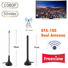 Мини двойной DTA-180 HD цифровая внутренняя телевизионная антенна DVB-T Freeview HDTV антенна усилитель магнитное основание антенна ТВ прибой приемник