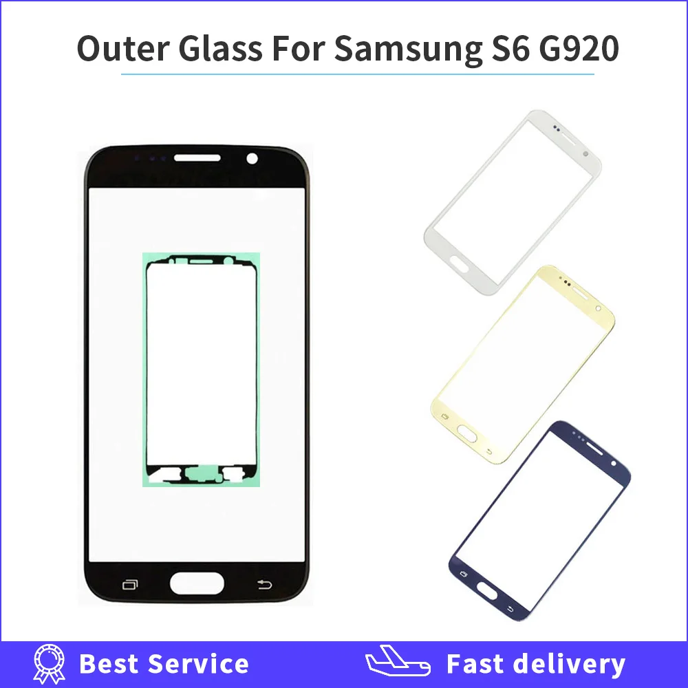 

Replacement Outer Glass For samsung galaxy S6 G920 G920F Touch Screen Front Glass Outer Lens with Adhesive for For samsung S6