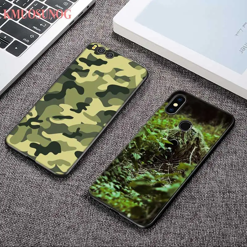 

Black Soft Silicone Phone Cases Army camo Camouflage for Xiaomi F1 A1 A2 8 Redmi Note 4X S2 5 6 5A 6A Pro Plus