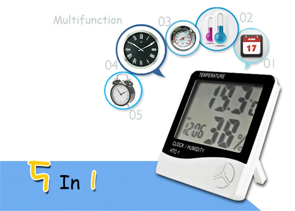 Alarm Clock Indoor Room LCD Electronic Temperature Humidity Meter Digital Thermometer Hygrometer Weather Station05