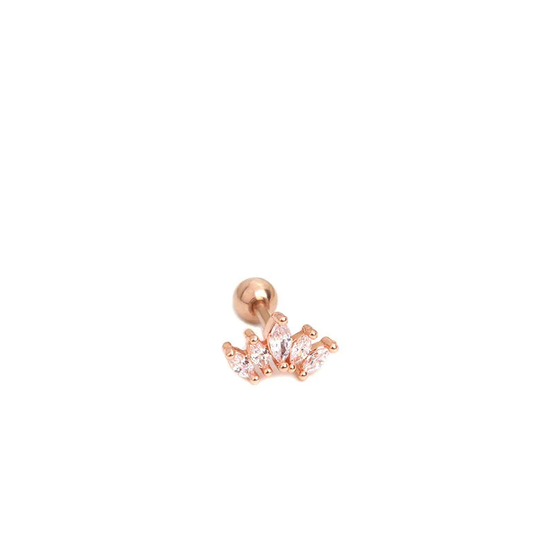 1 шт. цветок из розового золота кристалл хряща серьги козелок Штанга пирсинг уха Топ Верхний Лабрет Украшения для тела - Окраска металла: Rose Gold 1.2mm Rod