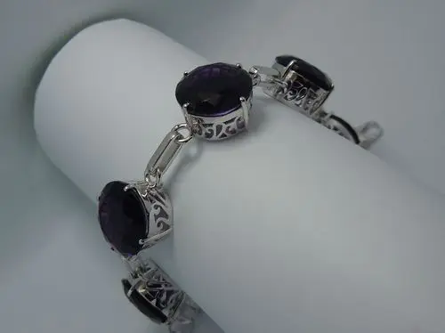 

Free delivery service delivery Victorian round amethyst 925 silver bracelet