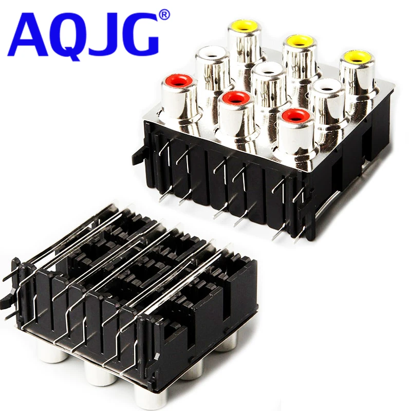 10pcs RCA socket AV with audio video PCB soldering lotus seat AV9-8.4-16pb red yellow white 9RCA Female Connector AQJG | Обустройство