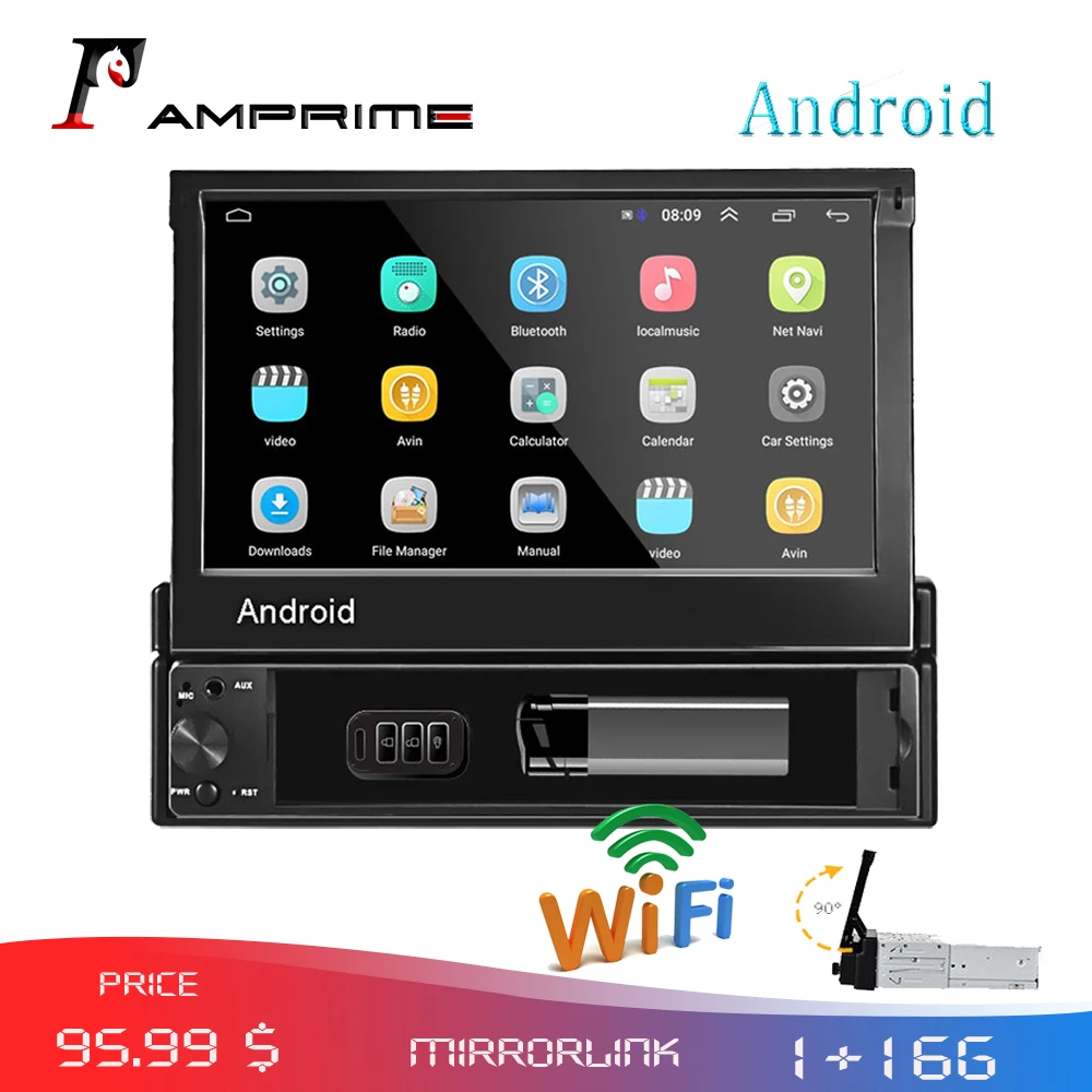 AMPrime 1din Car Radio Android wifi Car Multimedia GPS Navigation Autoradio Bluetooth Stereo Radio FM AUX USB Auto Audio player AMPrime 1din Car Radio Android wifi Car Multimedia GPS Navigation Autoradio Bluetooth Stereo Radio FM AUX USB Auto Audio player