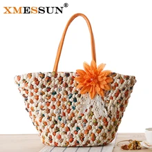 Новые летние сумка из плетеной соломы Для женщин's Мужская тотализаторов Вязание цветочный Сумки плечами Сумки Для женщин Bolsa feminina SAC основной l165