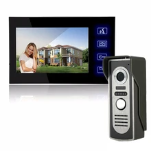 Visiophone avec écran couleur de 7 pouces, sonnette, interphone pour appartement, caméra à Vision nocturne en métal, bouton tactile