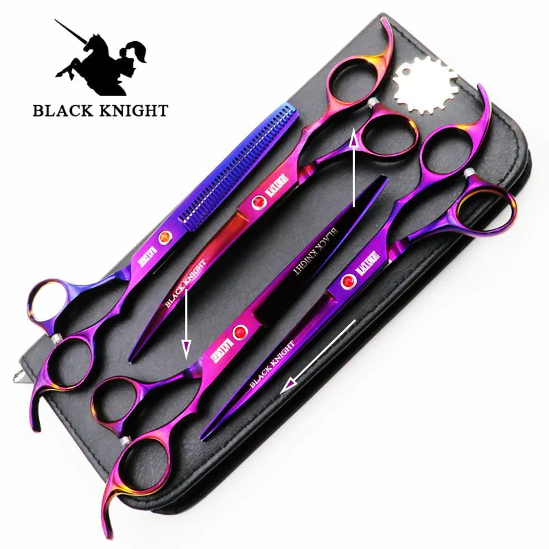 Salão de Beleza Corte de Cabelo Tesouras do Barbeiro Polegadas Roxo Desbaste Profissional Cabeleireiro Estilo Ferramentas Conjunto 7 4 Pçs