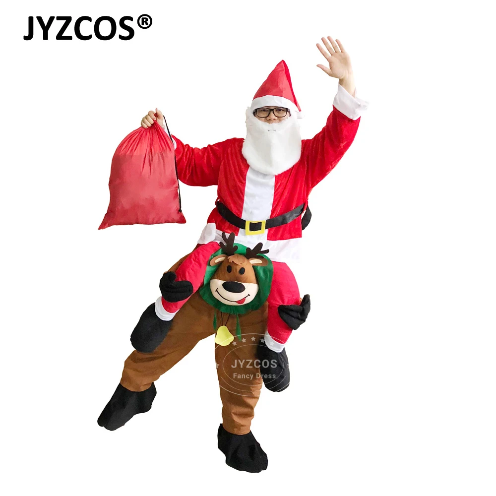 JYZCOS взрослый костюм Санта Клауса для верховой езды оленя Рождественский