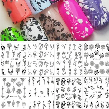 

Black Simple Nail Sticker DIY Sticker Flower Fashion Image Three-dimensional Decorative Nail Art Sticker Nail Art Nail Sticker