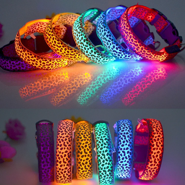 

Fashion Pet Leopard LED Glowing Collar Dog light-emitting LED luminous Collars