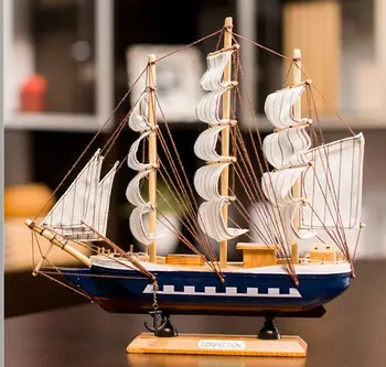 

large 30x6x28cm navy blue wooden sailboat model artcraft home decoration ornaments,furnishings office desk decoration gift a2297