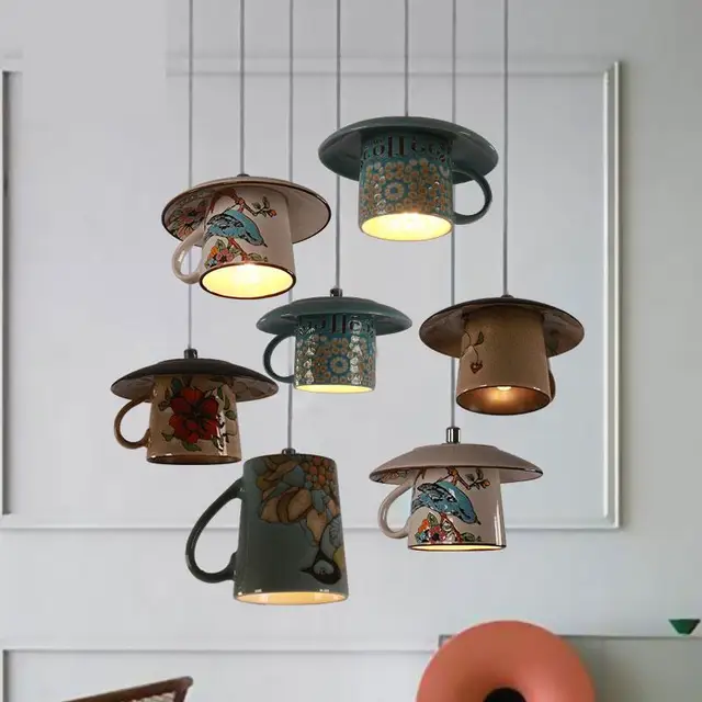 Character Originality Pendant Lamp Living Room Restaurant Corridor Character Originality Pendant Lamp Living Room Restaurant Corridor Lamps Coffee Cup Light Retro Lighting