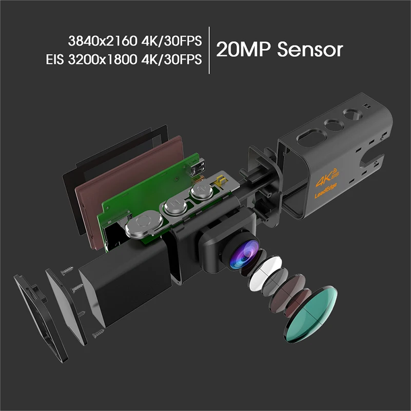 LeadEdge LE7000 Экшн камера 4K 30FPS 20MP EIS внешний микрофон WiFi Водонепроницаемая для шлема Pro