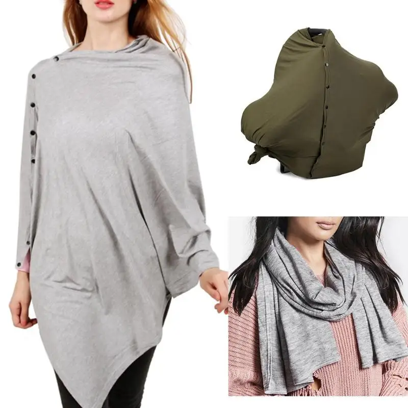 Baby Multifunctional Soft Stretch Pregnant Breastfeeding Nursing Covers Stroller Breathable Button Scarf