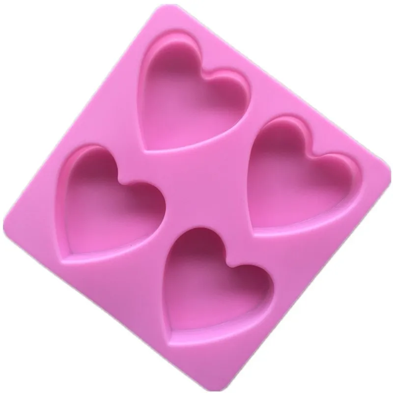 

WISHMETYOU Silicone Soap Mold 4 Hole Love Heart Shape Cake Decorating Tools Pudding Bread Chocolate Biscuits Mold Handmade DIY