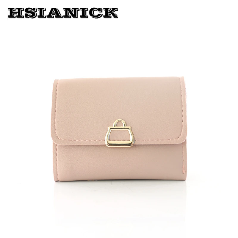 

Women's metal decoration simple retro solid color small wallet 2019 new trend short wallet