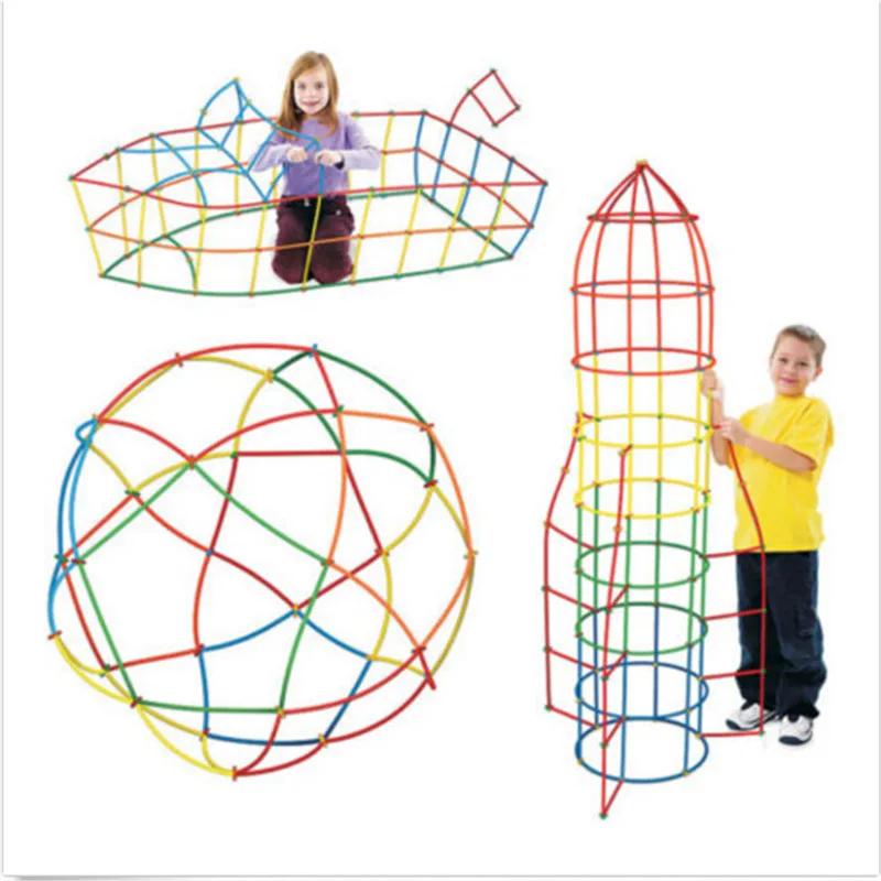 100 шт 4D DIY Пластиковые игрушки соломинка бой вставленные строительные наборы сборочные игрушки блоки кирпичи Рождественский подарок для детей