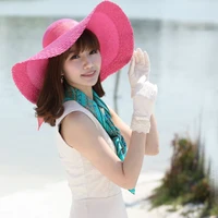 HT1681 2018 New Korea Style Women Summer Hats Big Bow Solid Large Wide Brim Hats Packable Floppy Beach Sun Hat Female Straw Hats 4