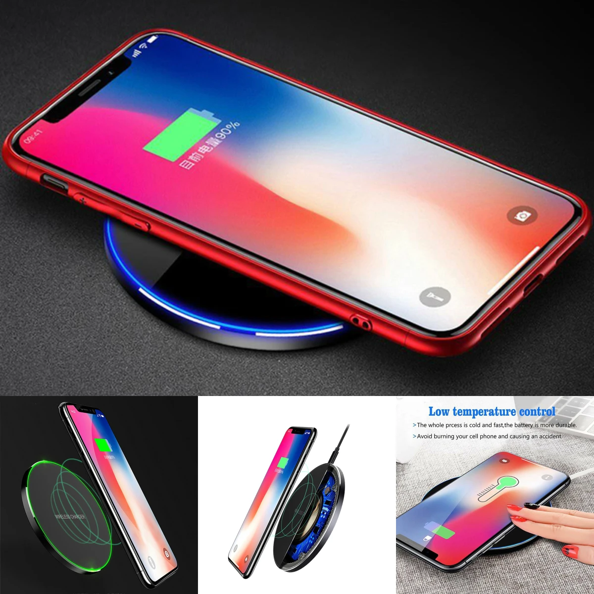 

Wireless Charger For Phone X/ 8 Plus 10W Qi Fast Wireless Charging Pad For Samsung Galaxy S8/S7 Plus /S7/Note8/Xiaomi