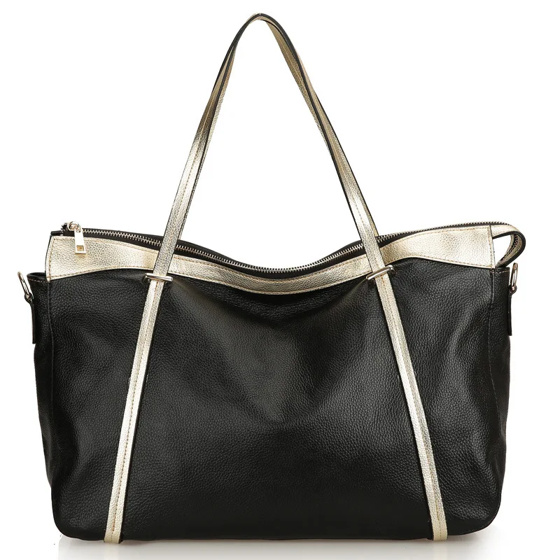 

Women's Genuine Leather Handbags Big Size Cow Leather Luxury Handbags Panelled Women Bags Shoulder Tote Shopping Bags