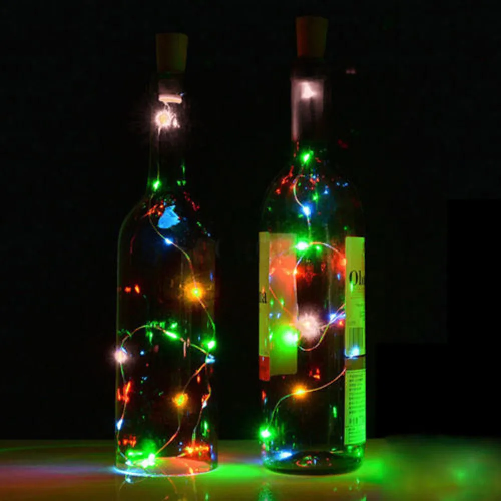 1PC 2M Solar Cork Wine Bottle Stopper Copper Wire String Lights Fairy Lamps Outdoor Party Wedding Decoration Home decor