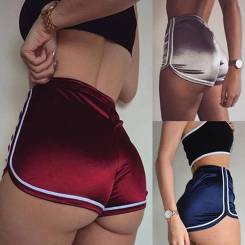 Sexy Women Female polyester Sport Casual Gym Fitness Yoga Shorts Push up Running Short Elastic High Waist Slim Sportswear