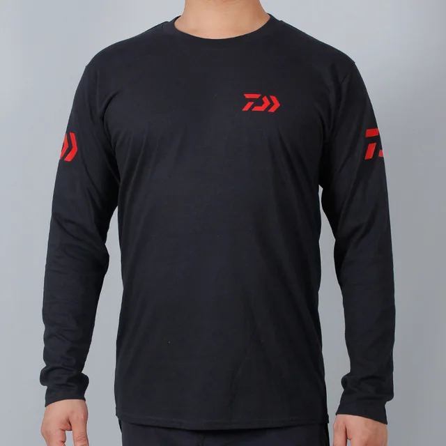 Daiwa Autumn Winter Outdoor Sport Fishing Clothing T-shirt Bottoming Shirt Long Sleeve Fishing T-shirt Camping Climbing Clothes - Цвет: Black-red