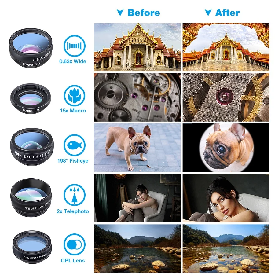 APEXEL 10in1 الهاتف كاميرا عدسة كيت فيش زاوية واسعة تلسكوب ماكرو العدسات المحمول ل فون سامسونج Redmi 7 هواوي الخليوي الهاتف