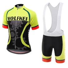 Wolfkei с коротким рукавом Велосипеды Джерси и велотрусы для лидер Летних Продаж Race Ропа Ciclismo MTB или дорожный мотоцикл комплект Прямая с фабрики