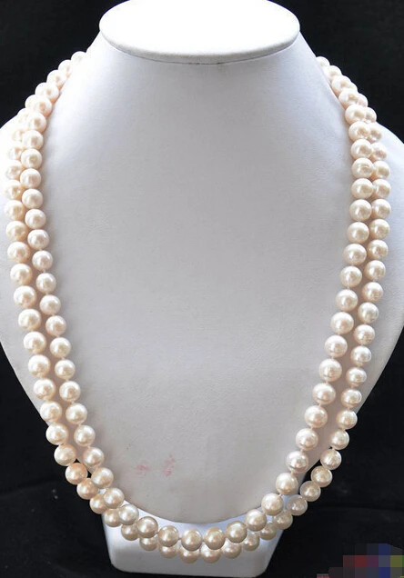 

HOT## Wholesale FREE SHIPPING >>> P4462 lustre 50" 10mm ROUND white Freshwater cultured PEARL NECKLACE