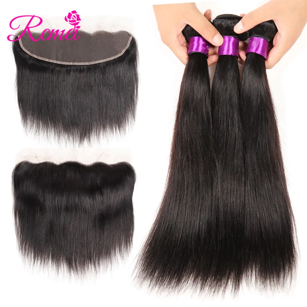 brazilian straight hair bundle with lace frontal_