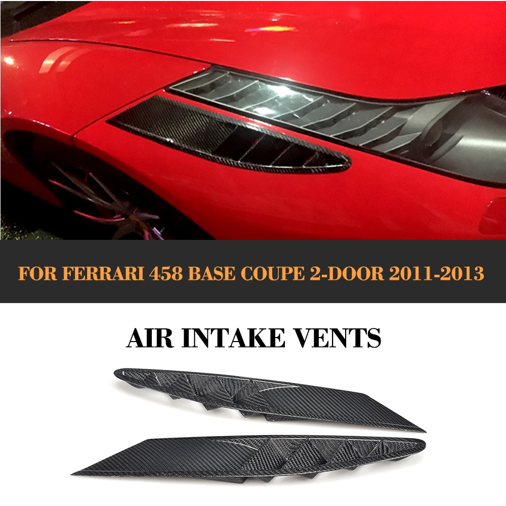 Carbon Fiber Front Bumper Side Air Intake Vents Mesh Covers Case for Ferrari 458 Base Coupe 2 Door 2011-2013 2PCS