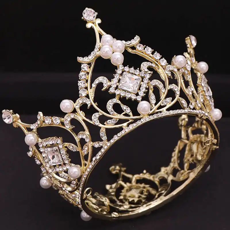 luxury full circle rhinestones queen princess tiara and crown