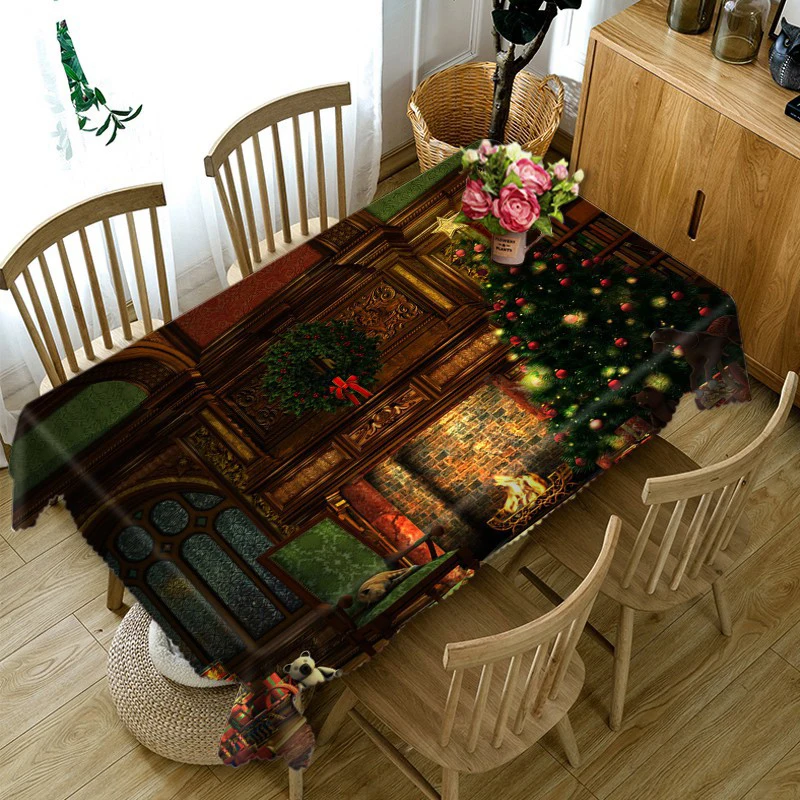  Chirstmas Tree 3D Tablecloth polyester Dinner Coffee Table Cloth Macrame Decoration Table Cover Hom