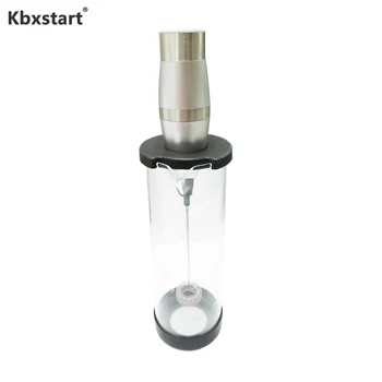 

Kbxstart Mini Portable Handheld Stainless Steel Electric Milk Frother Food Blender Battery Powered with Glass Cup Kitchen Mixer