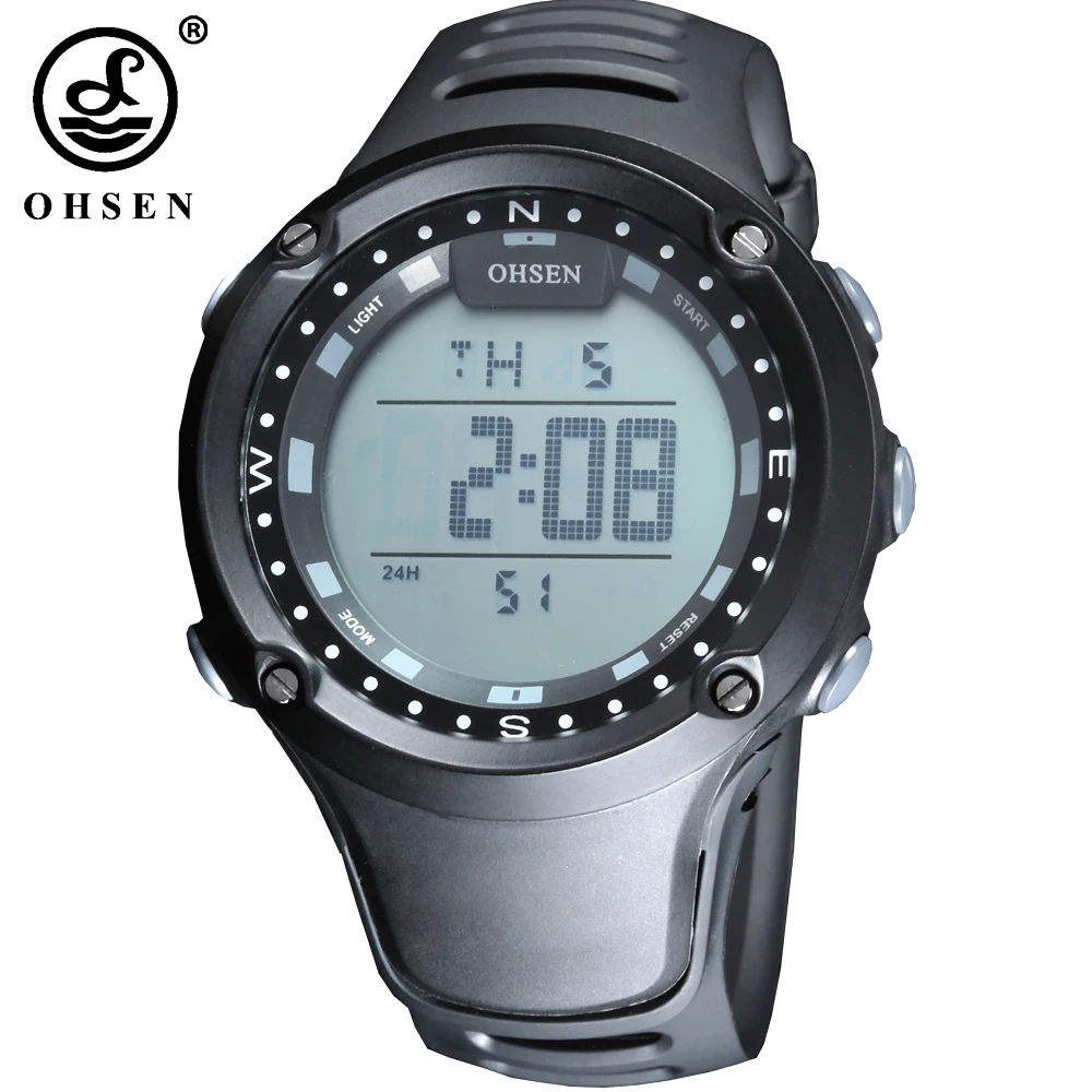 

New OHSEN Brand Mens Boys Sports Watches Alarm Stopwatch Digital Watch Military LED 50m Waterproof Wristwatch Relogio Masculino
